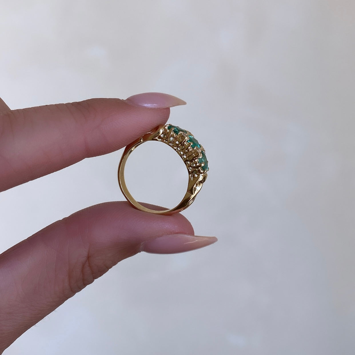 Bright Emerald Trio Ring