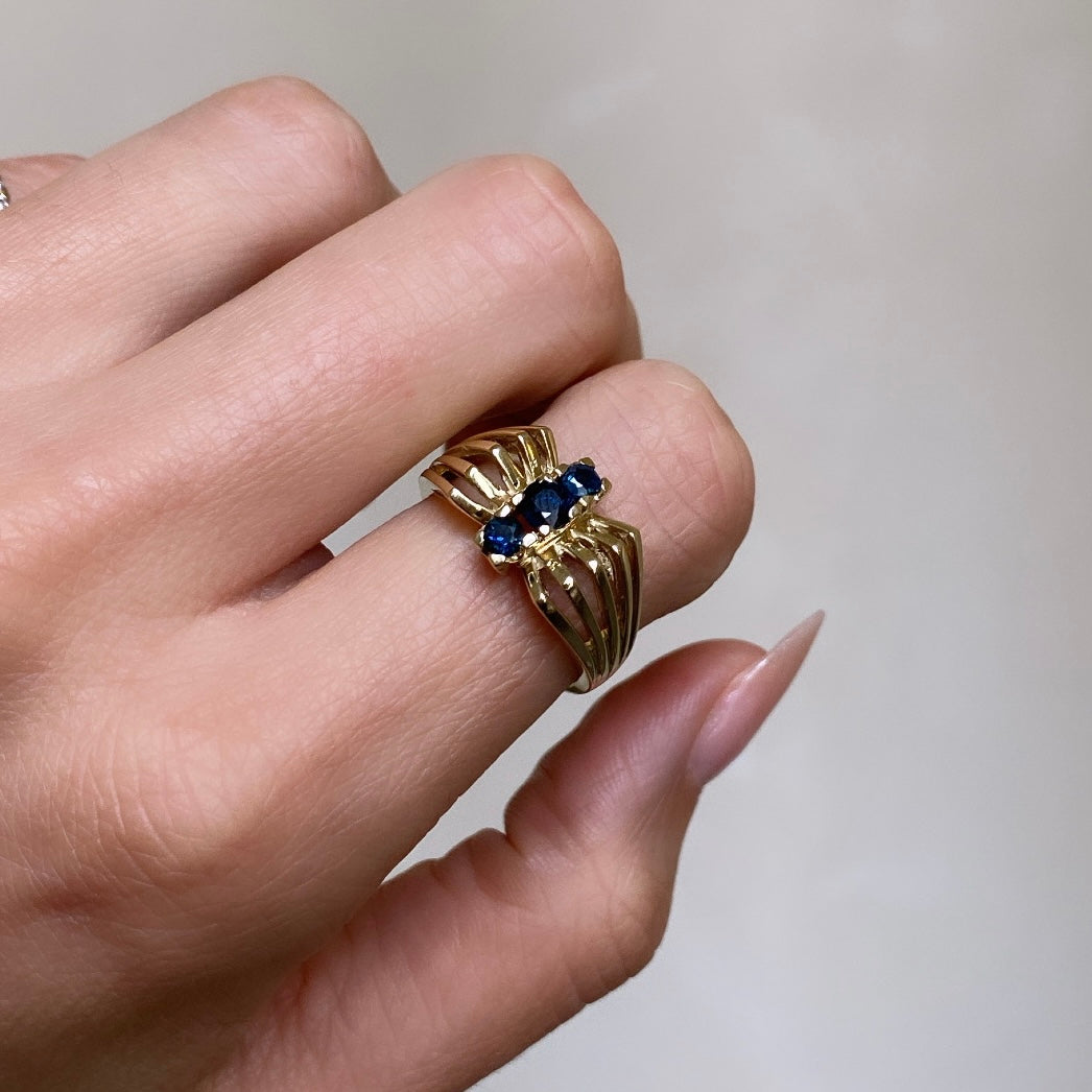 Bold Sapphire Trio Ring