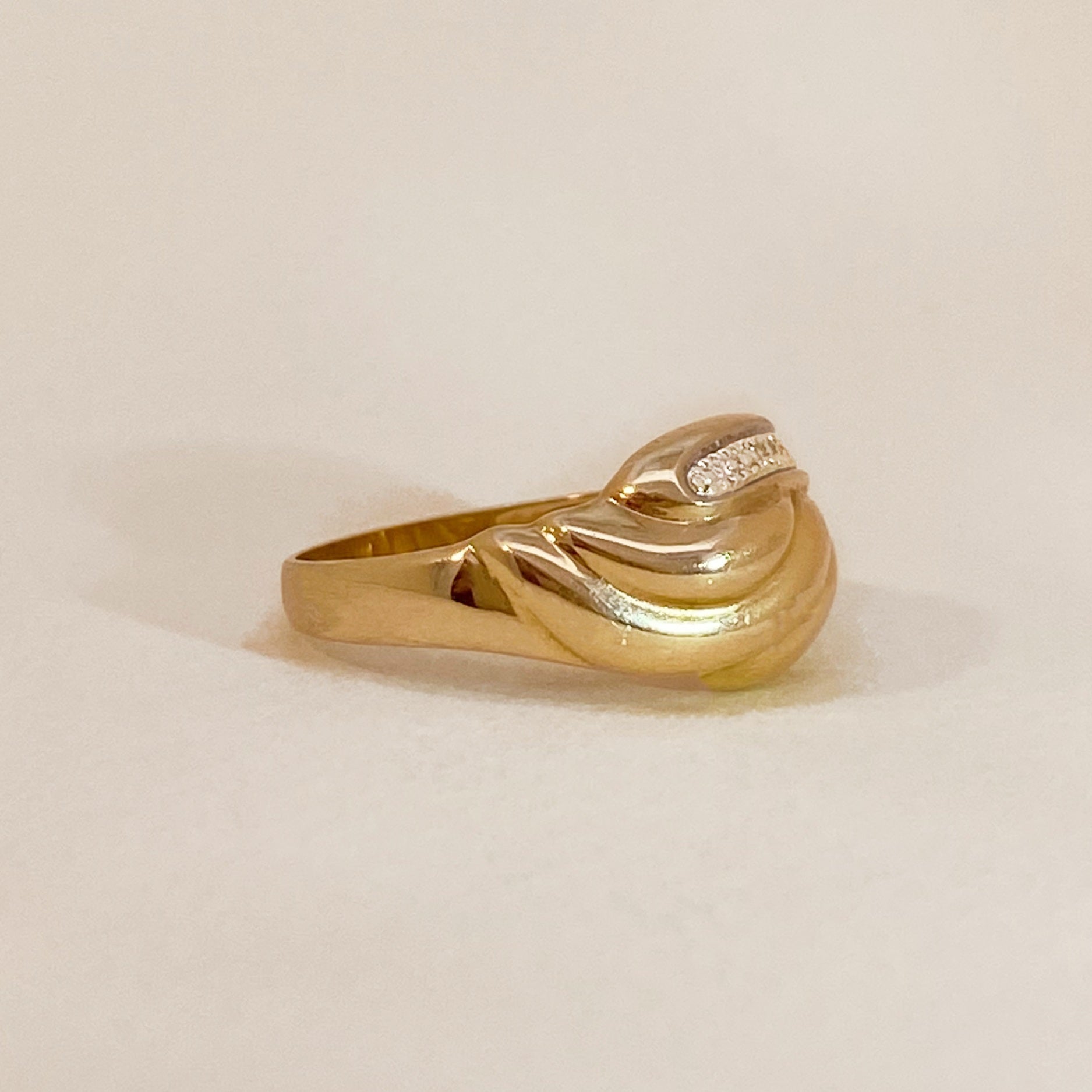 Bold Wave & Diamonds Ring