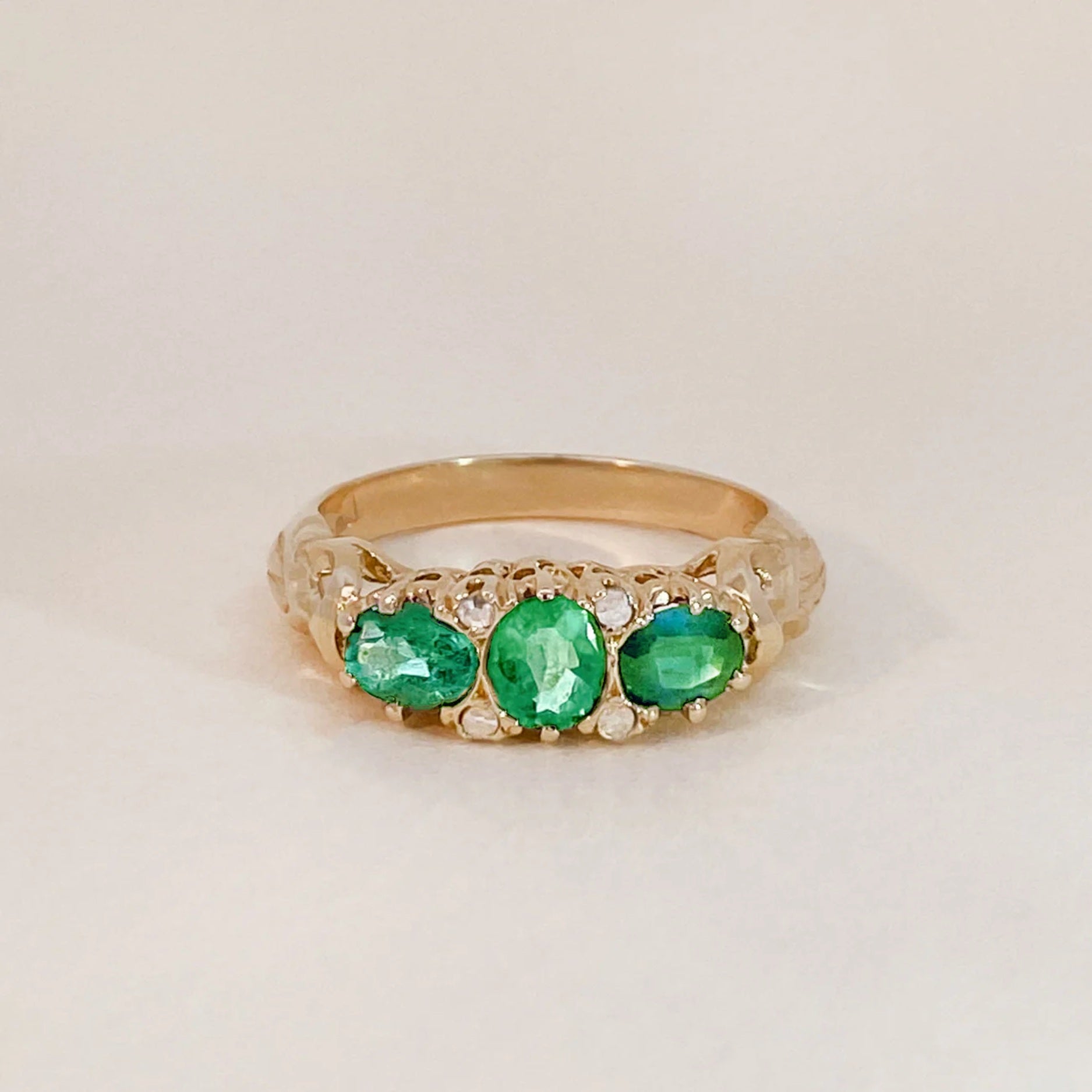 Bright Emerald Trio Ring