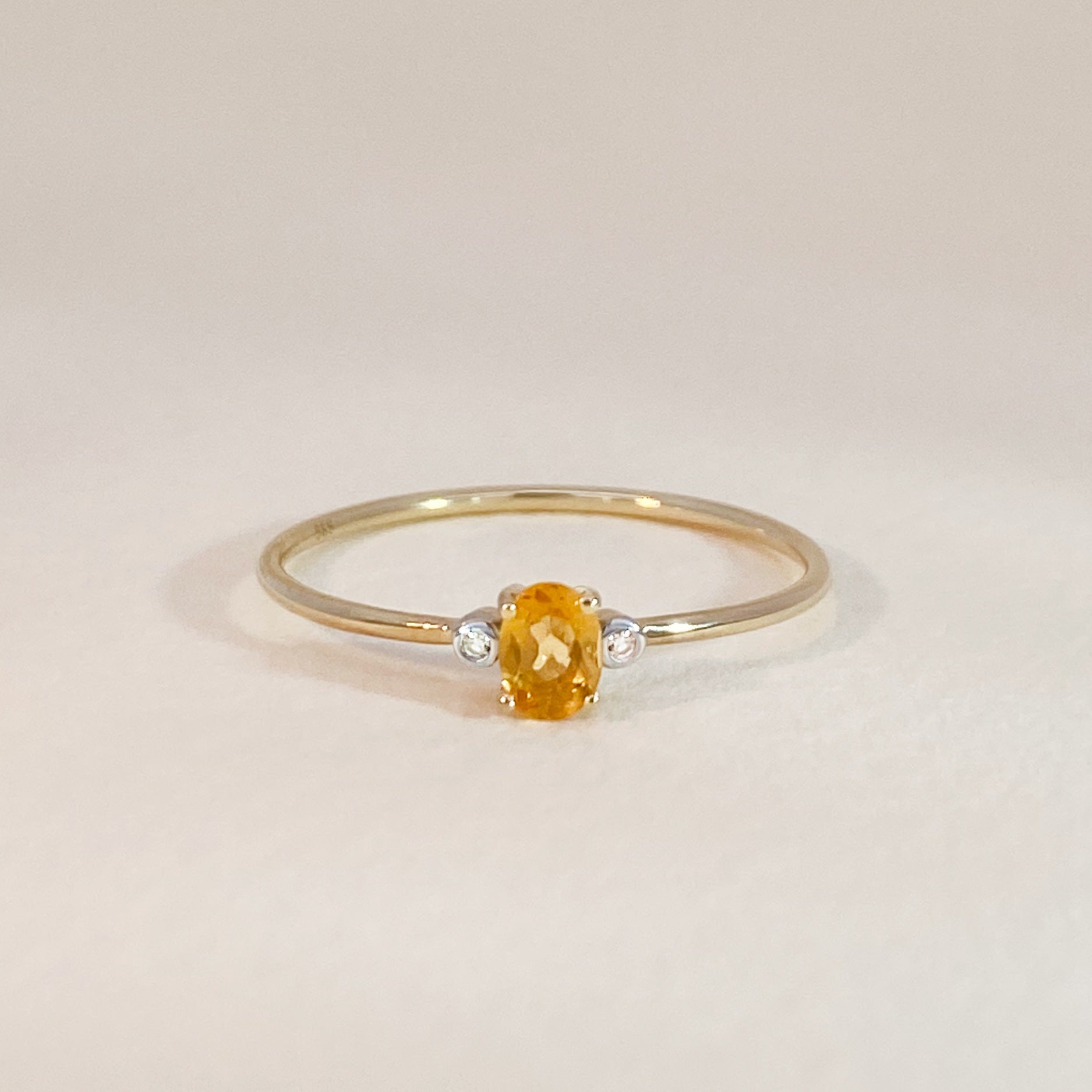 Citrine Diamonds Ring