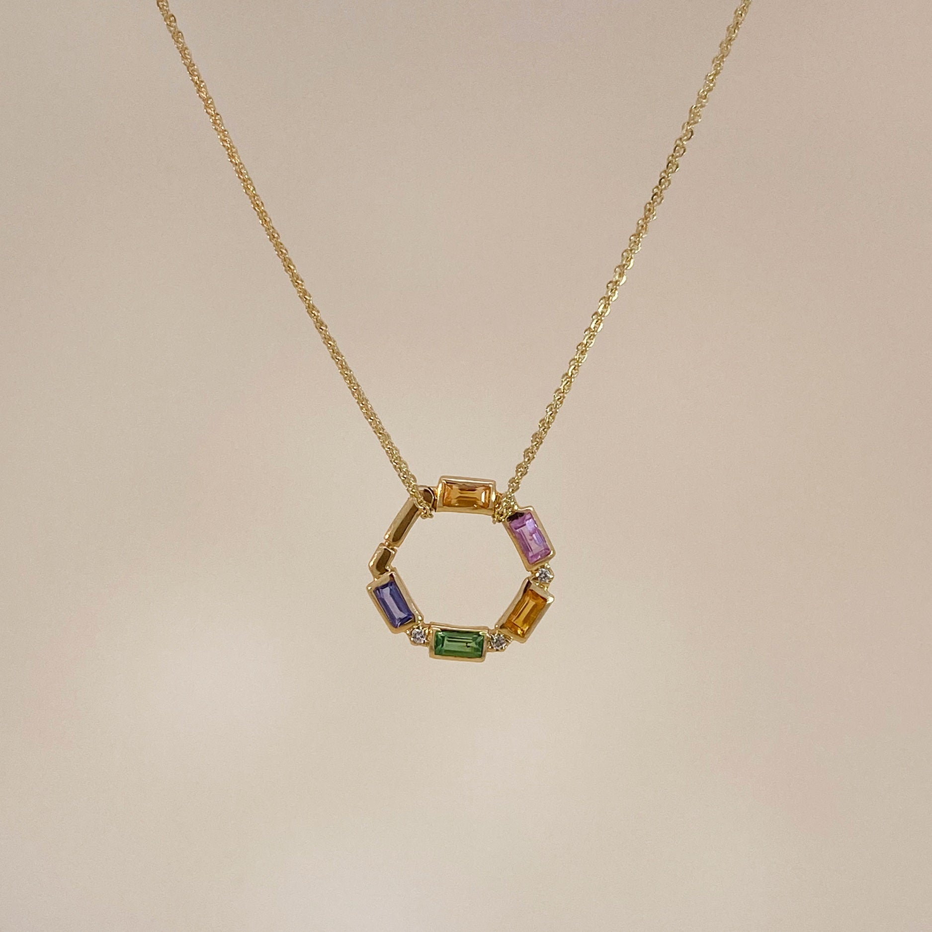 Diamond Sapphire Oro Connector Necklace