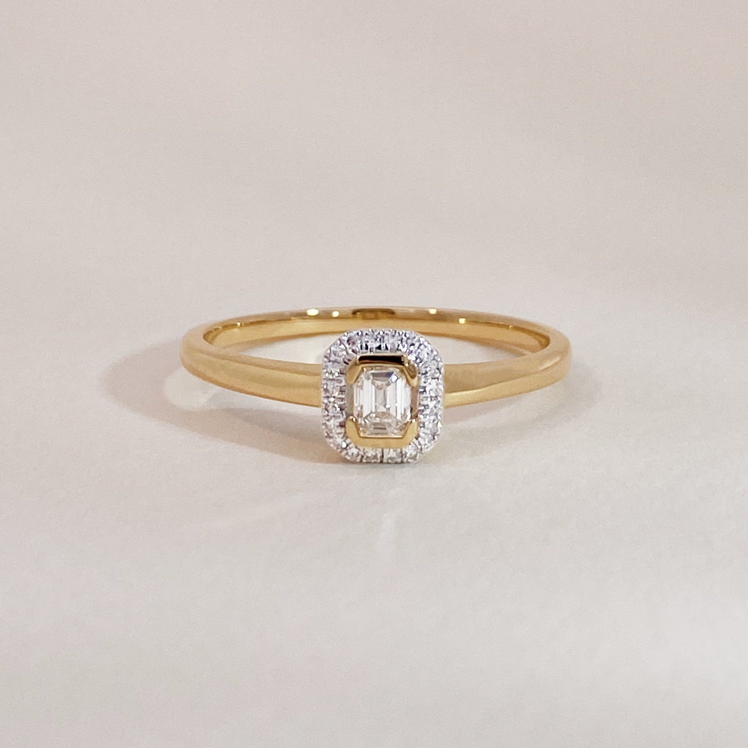 Engagement Diamond Baguette Halo Ring