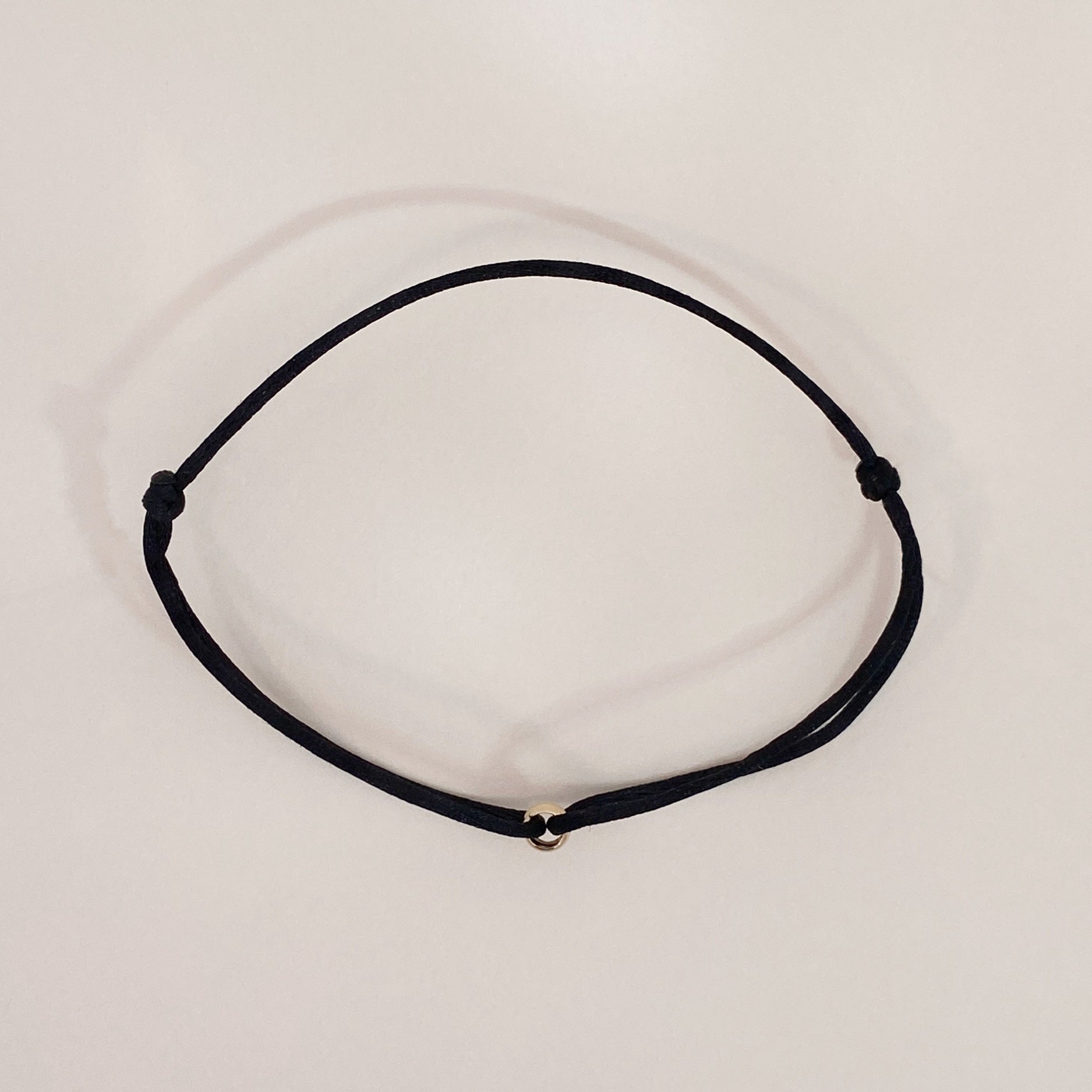 Gold Bead Satin Bracelet Black