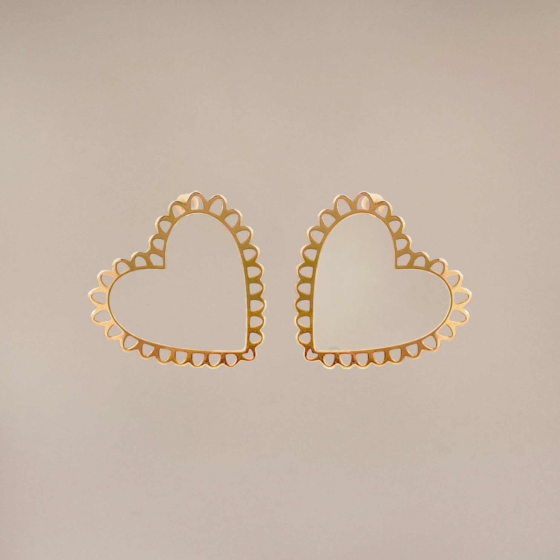 Golden Big Heart Earrings