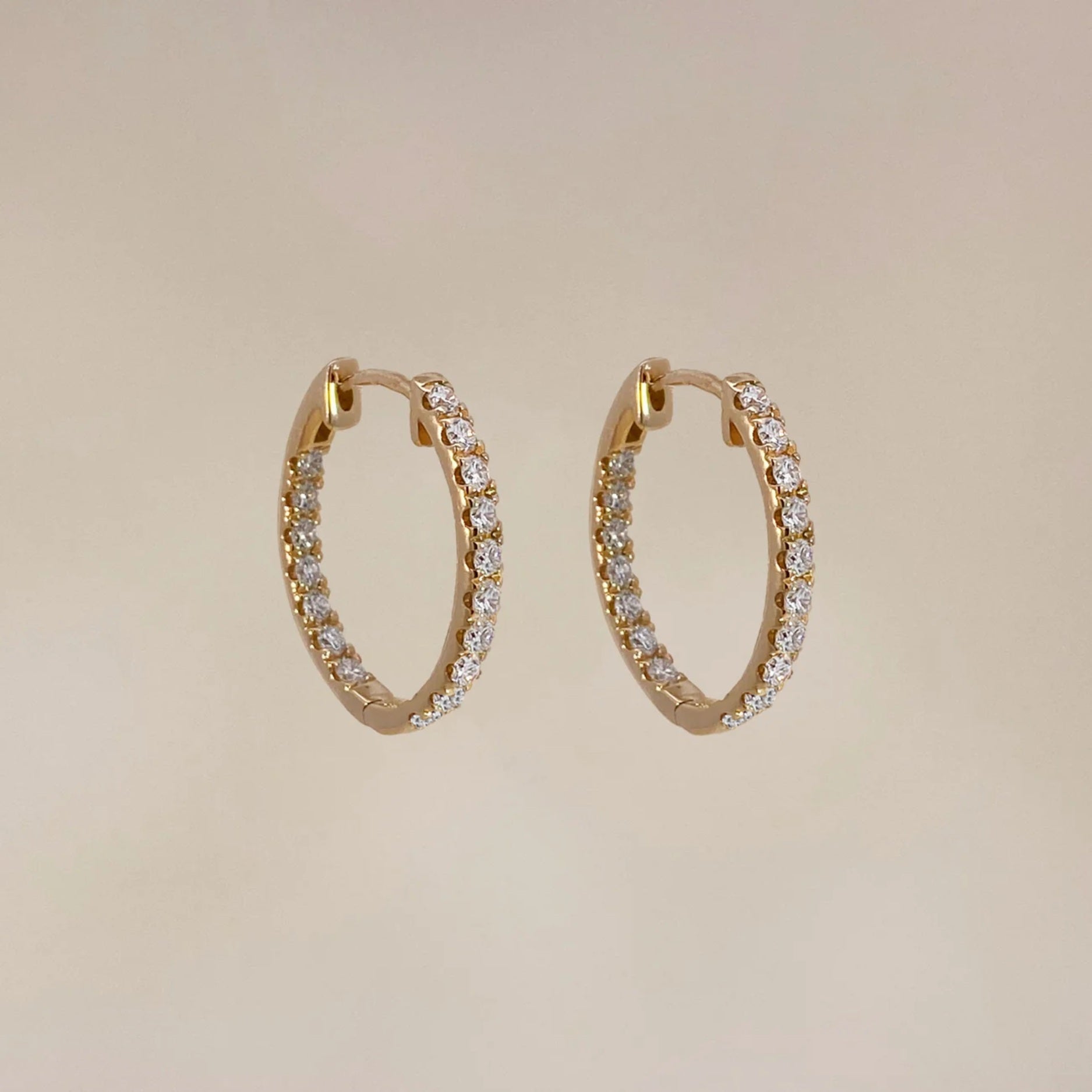 Golden Double Diamond Hoops