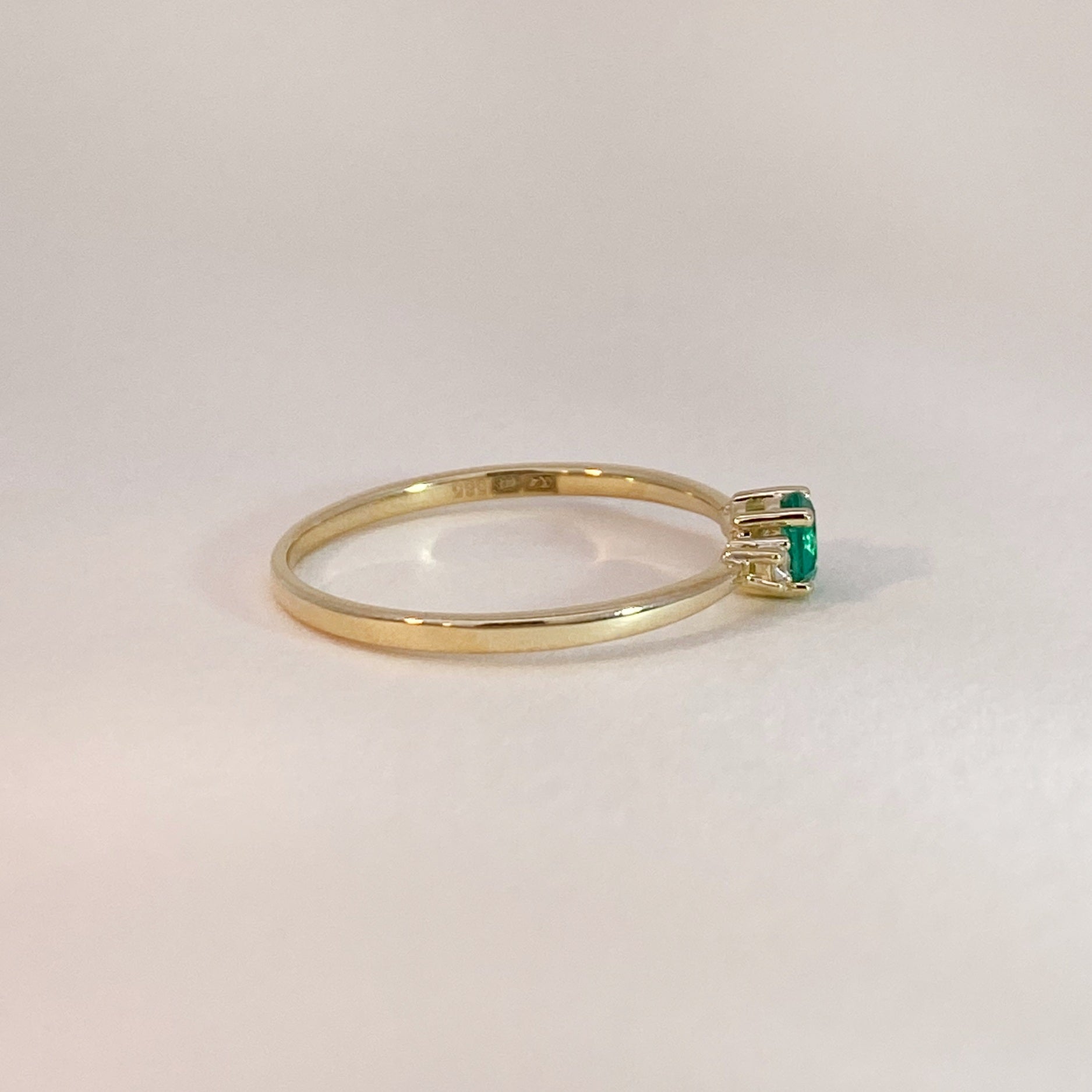 Golden Emerald and Diamond Ring