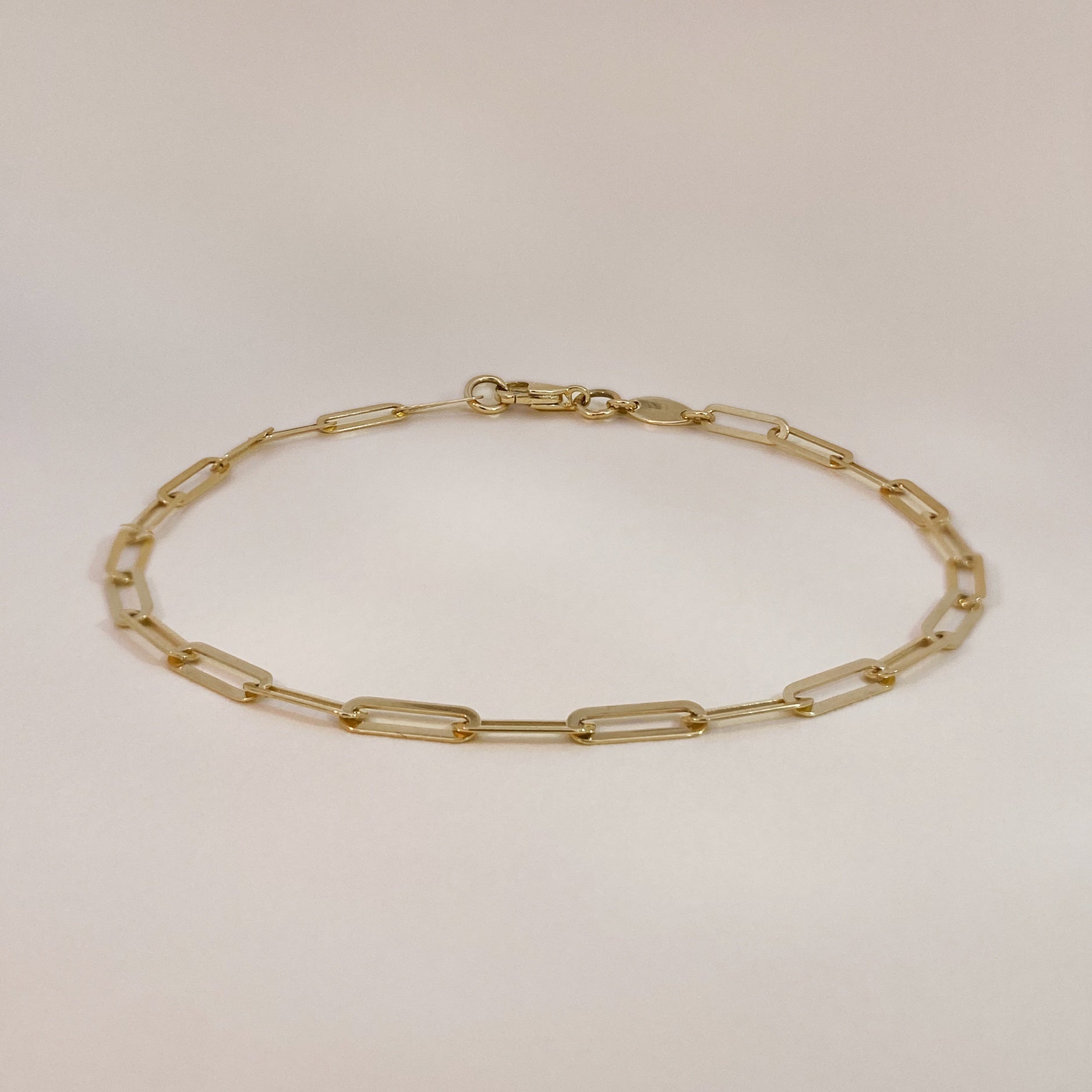 Golden Flat Paperclip Bracelet