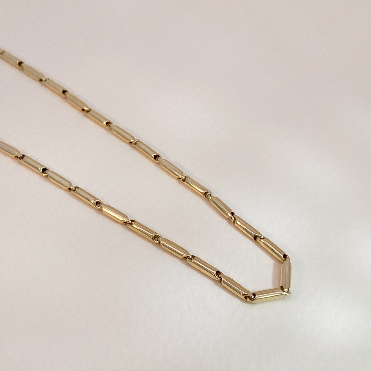 Golden Rectangular Chain Necklace