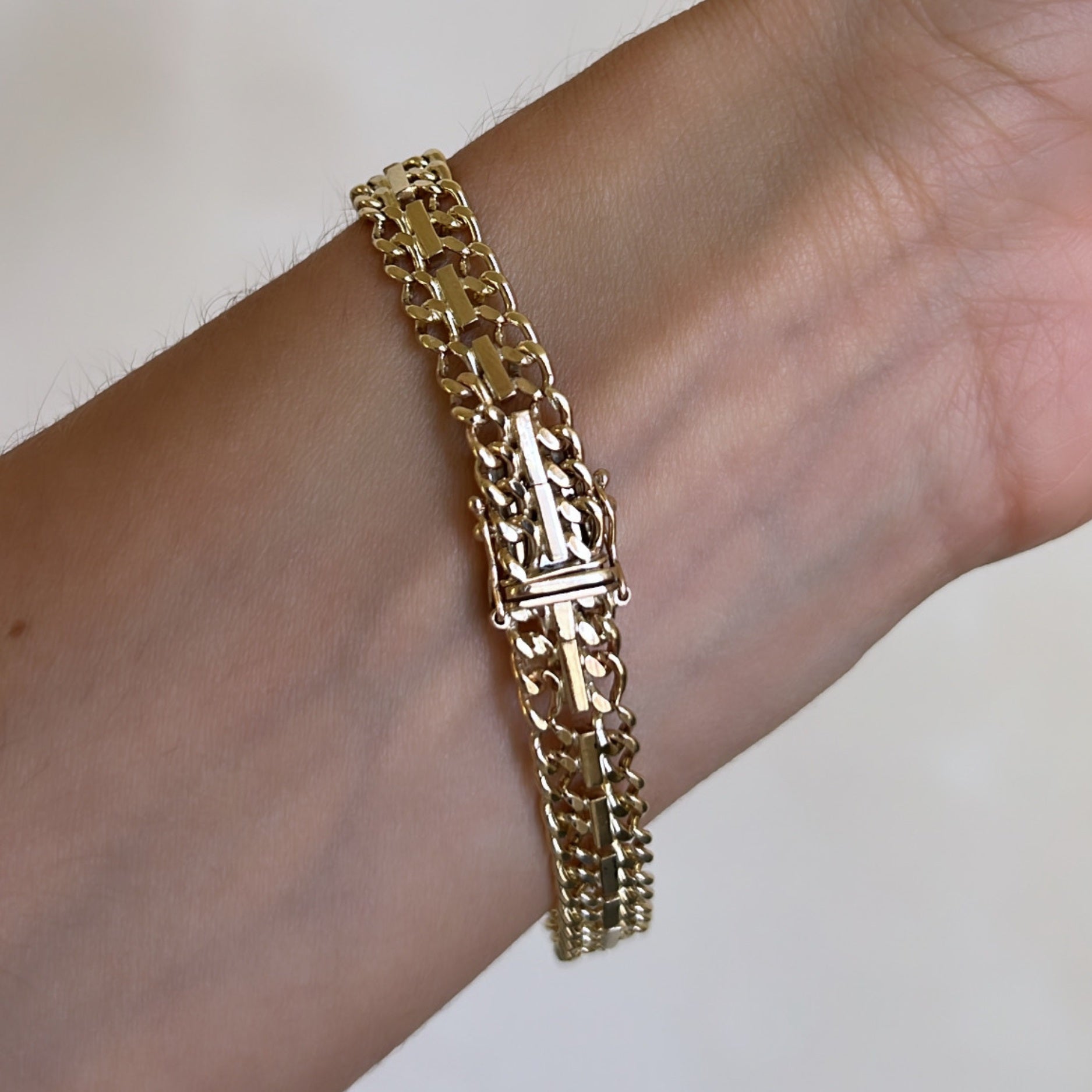 Golden Vintage Cuban Bar Bracelet