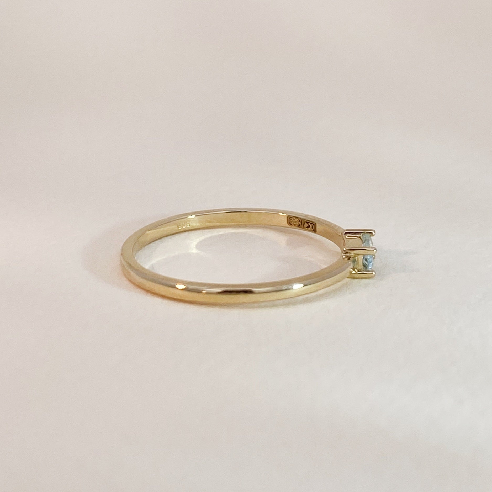 Gouden Blauwe Baguette Ring