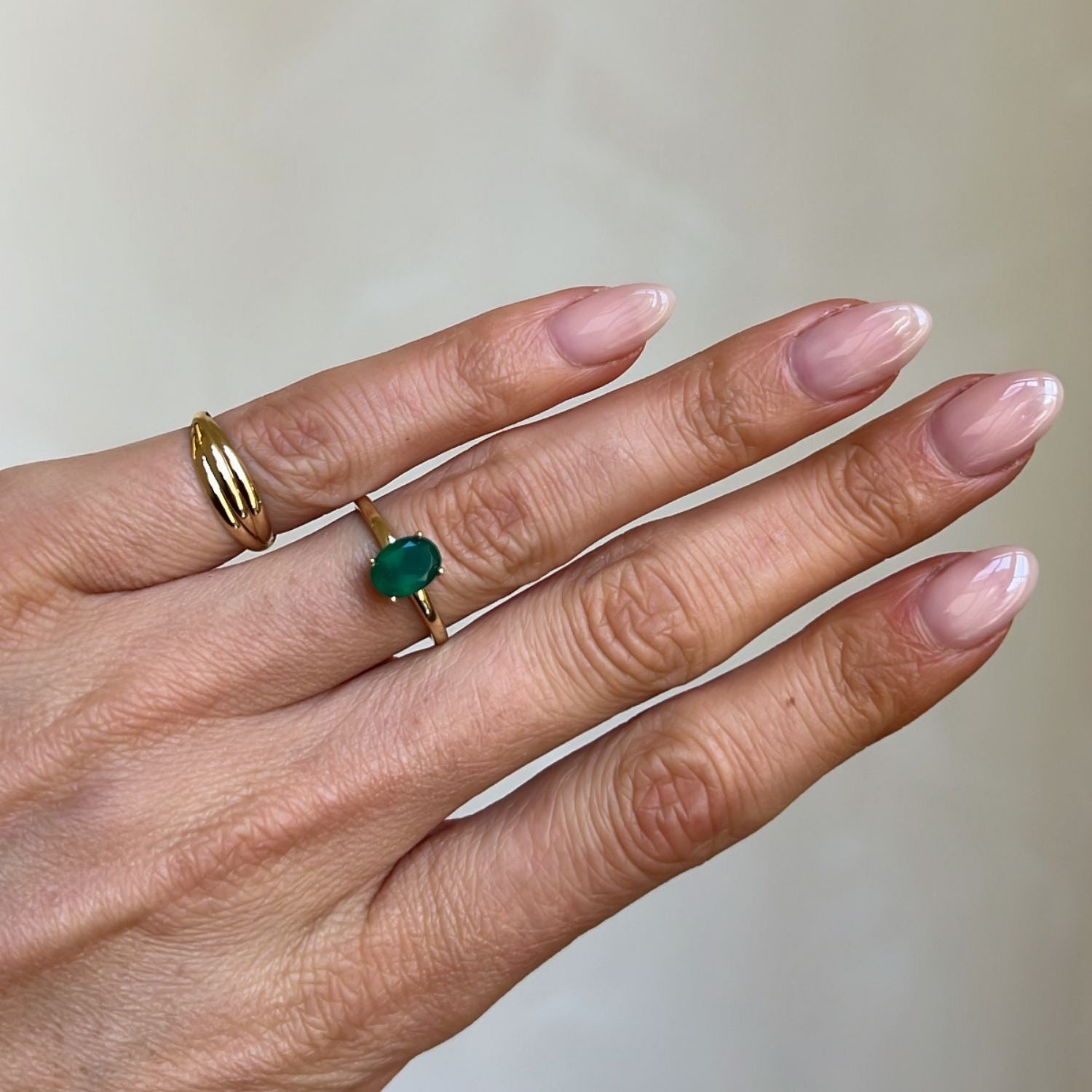 Groen Agate Ring Ovaal