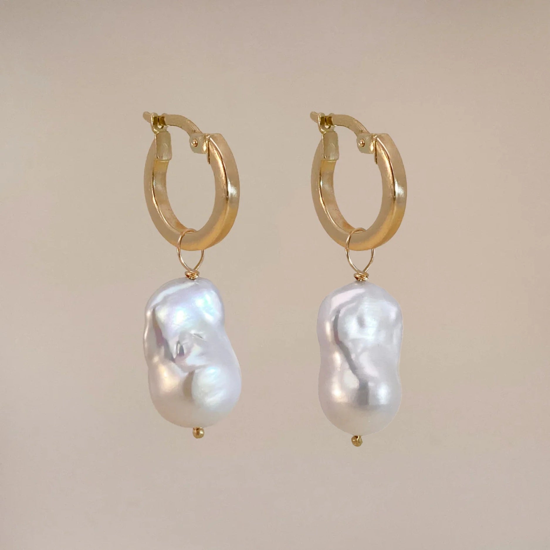 Hoops with Baroque Pearl Pendant Pair