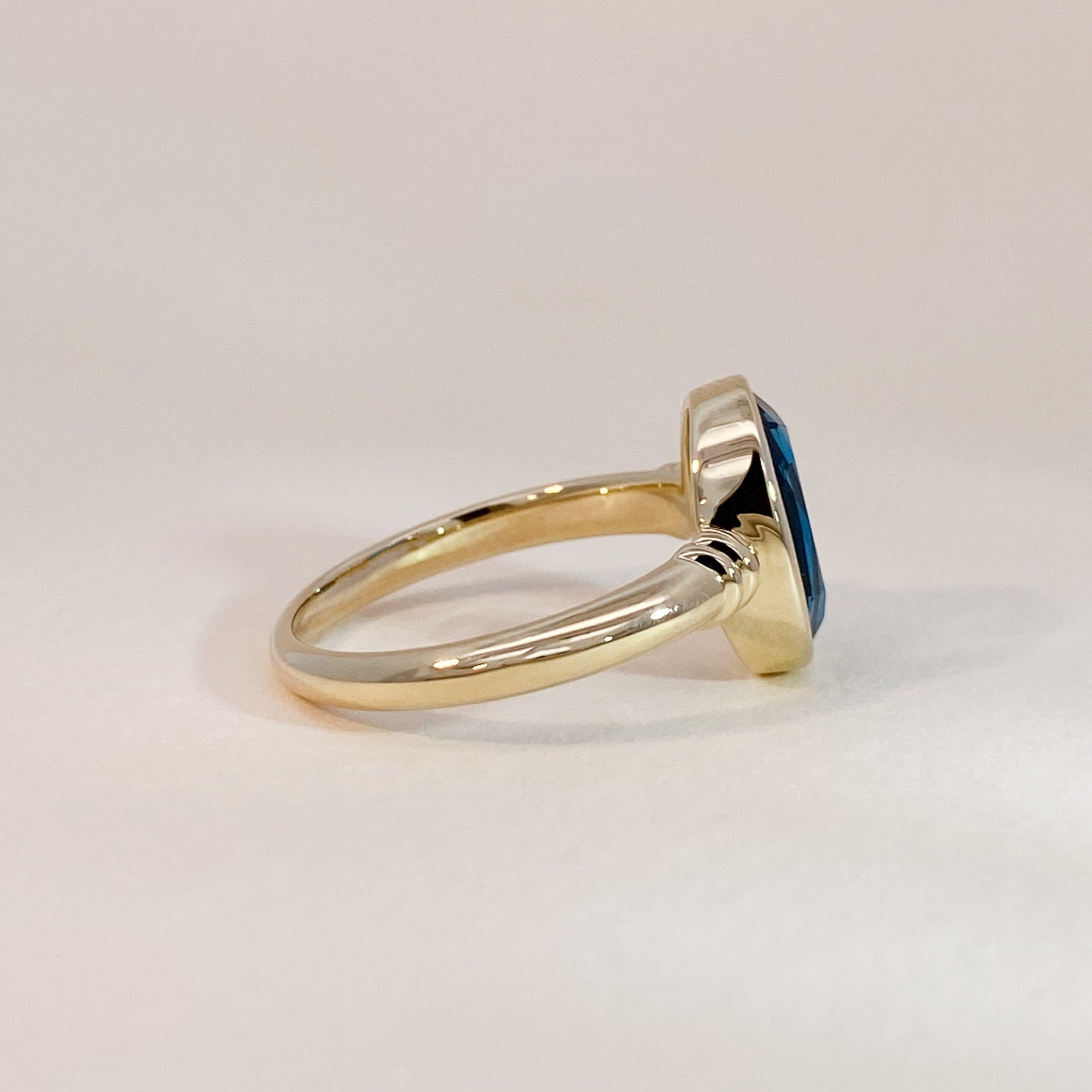 Oval Blue Topaz Ring Gold