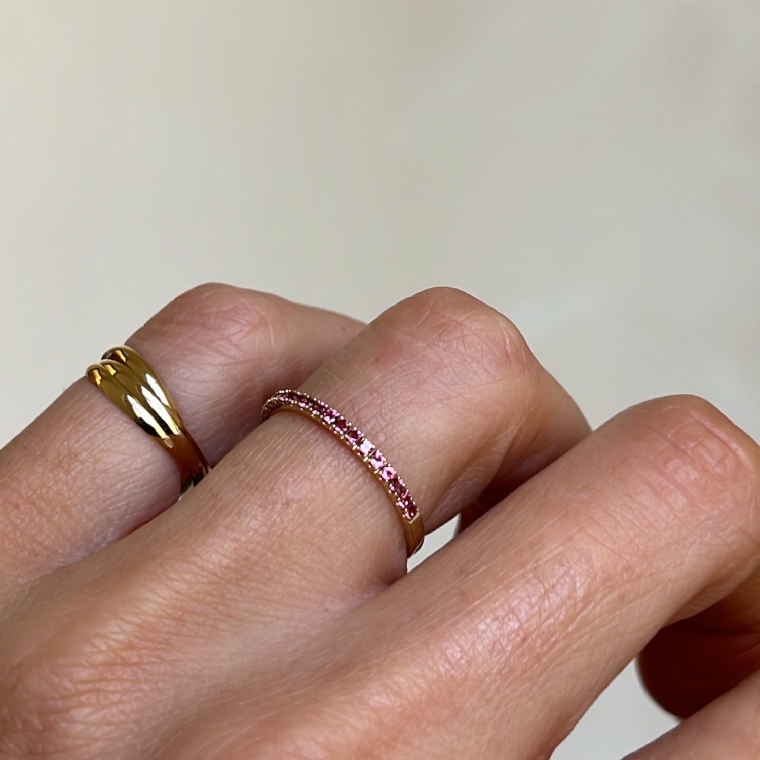 Roze Edelstenen Rij Ring