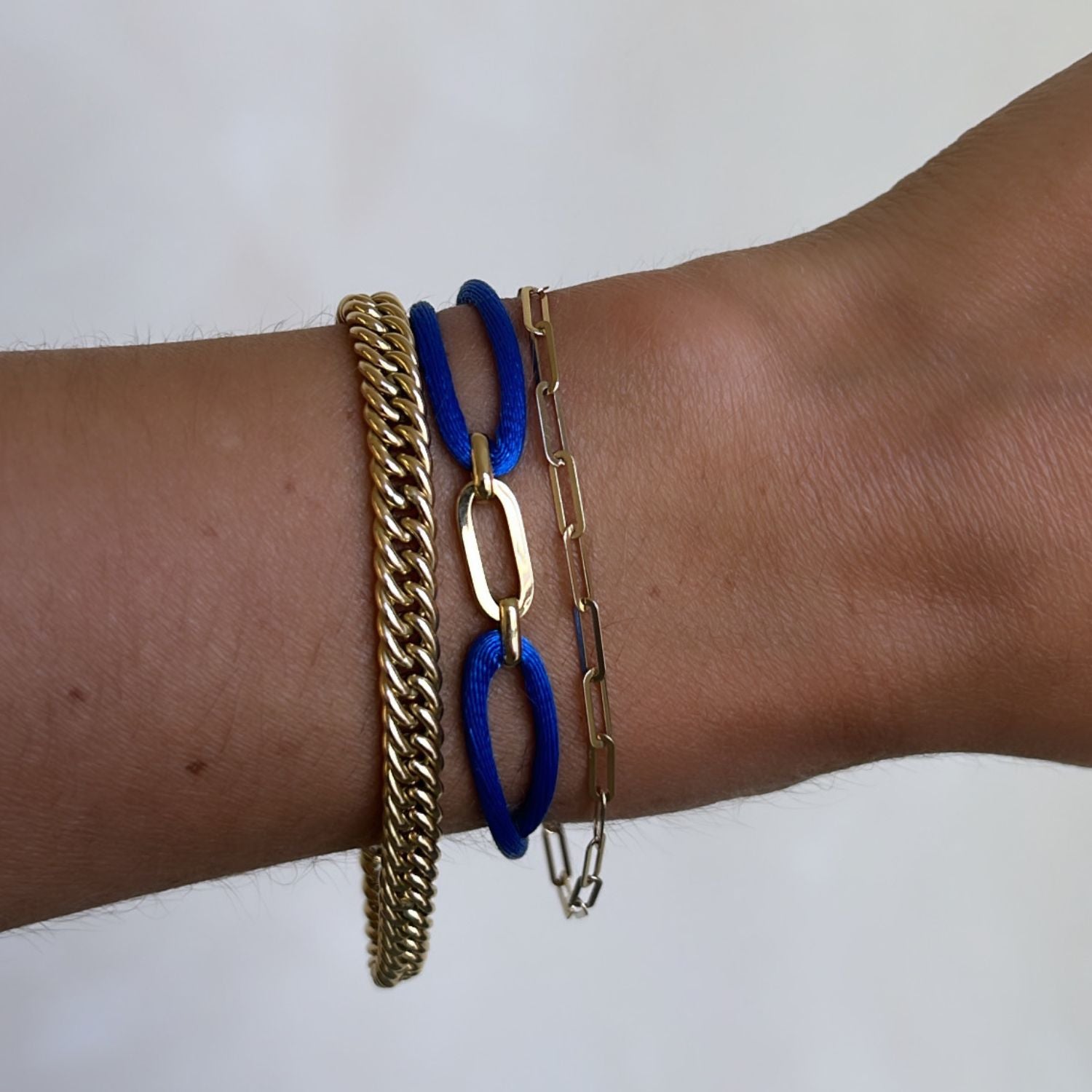 Satijn armband link cobalt