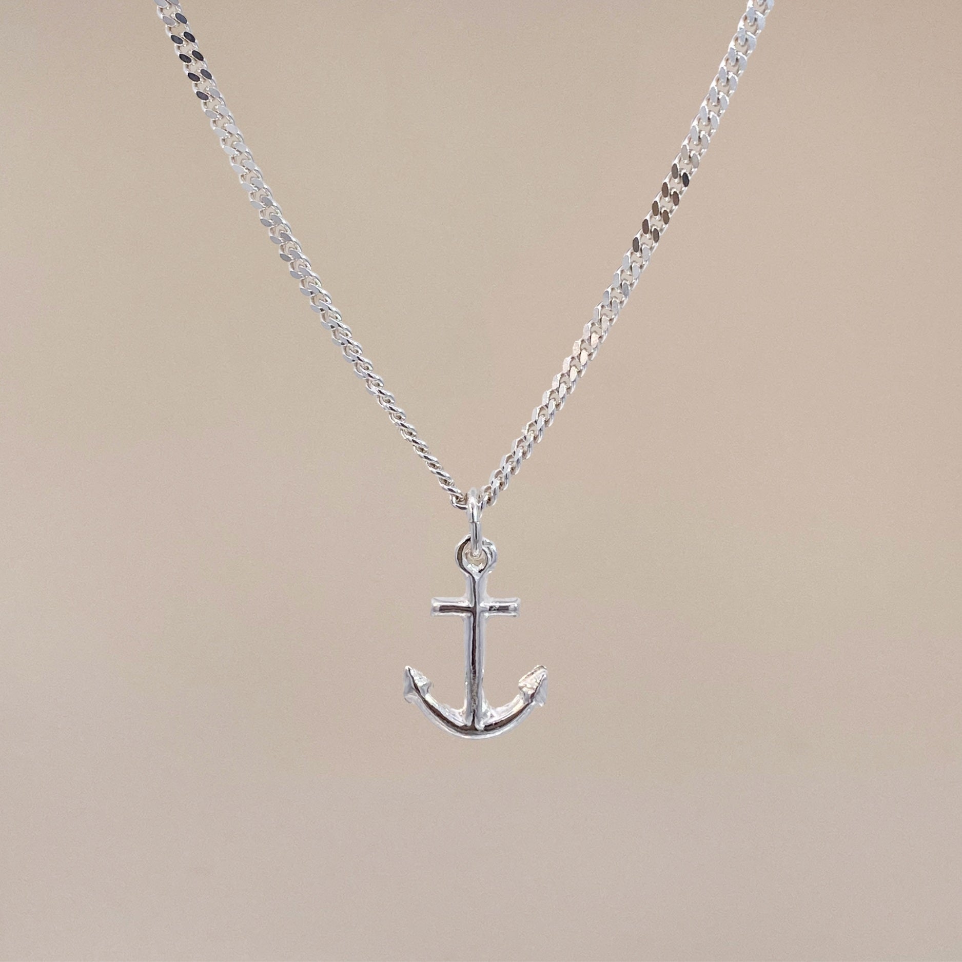 Silver Anchor Charm Necklace