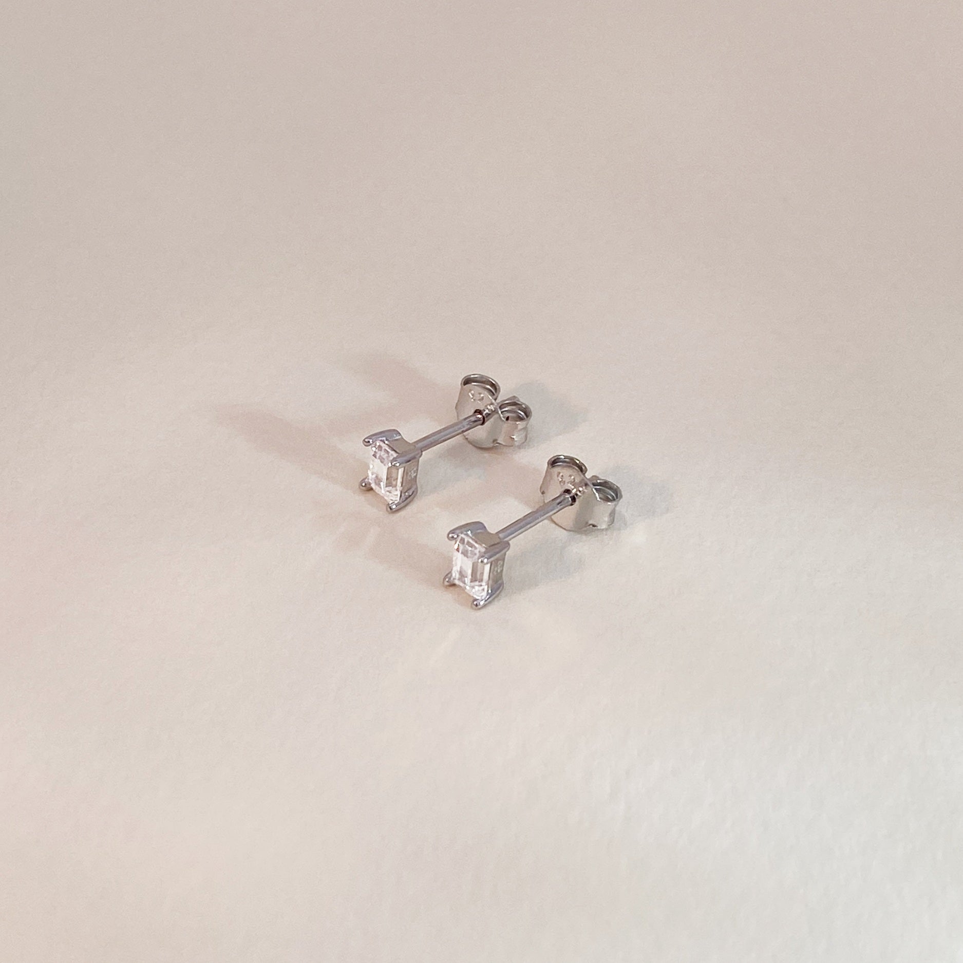 Silver Baguette Studs Crystal