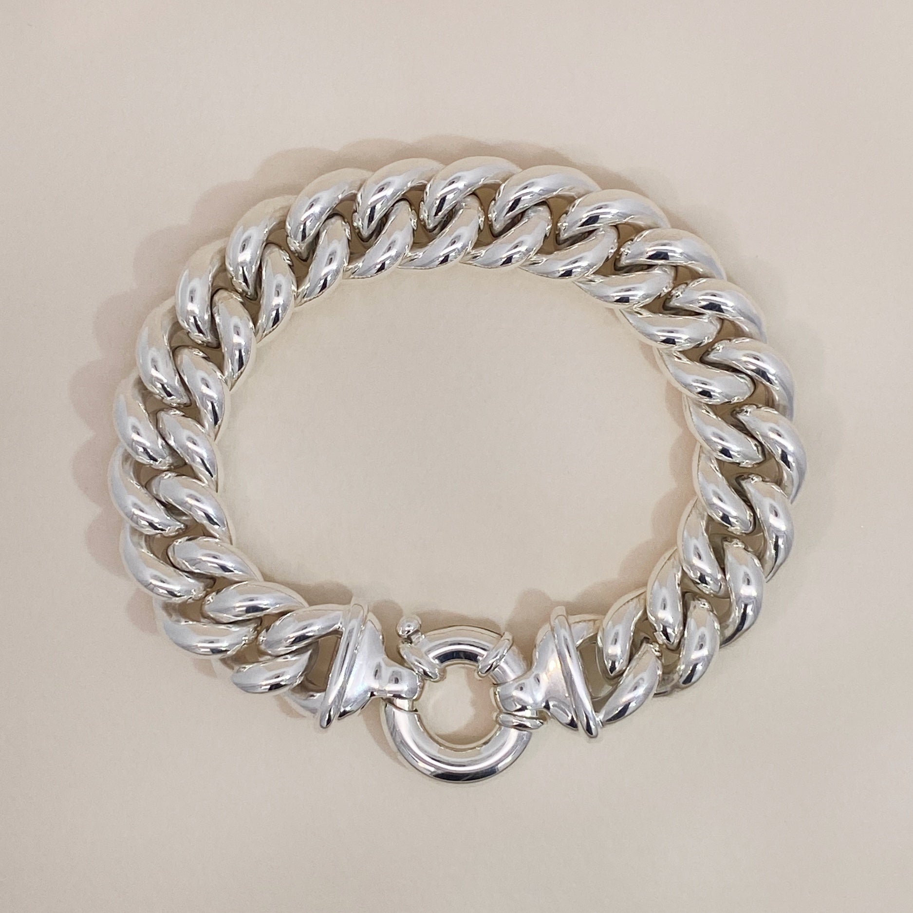 Silver Chunky Gourmet Bracelet Springlock