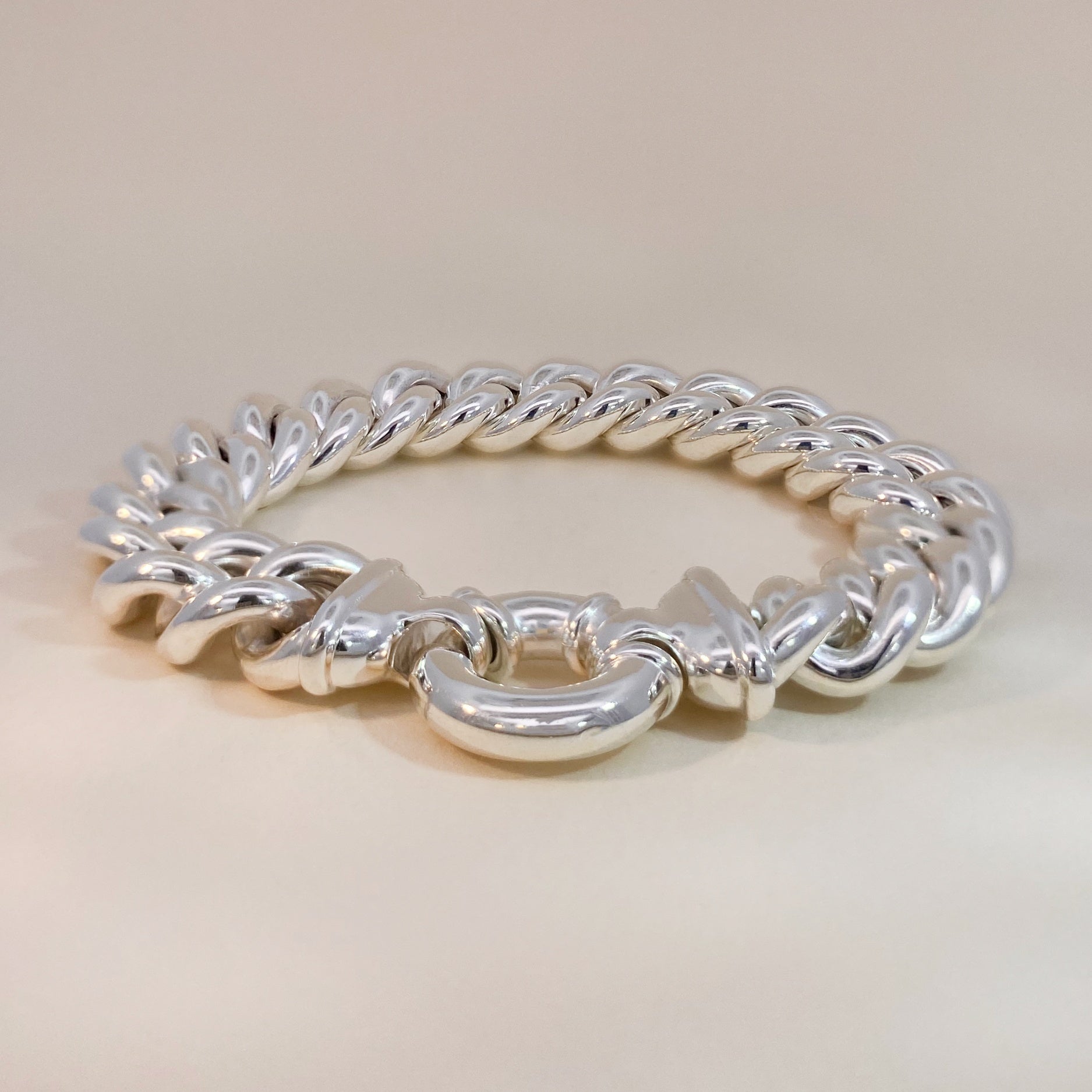 Silver Chunky Gourmet Bracelet with Springlock