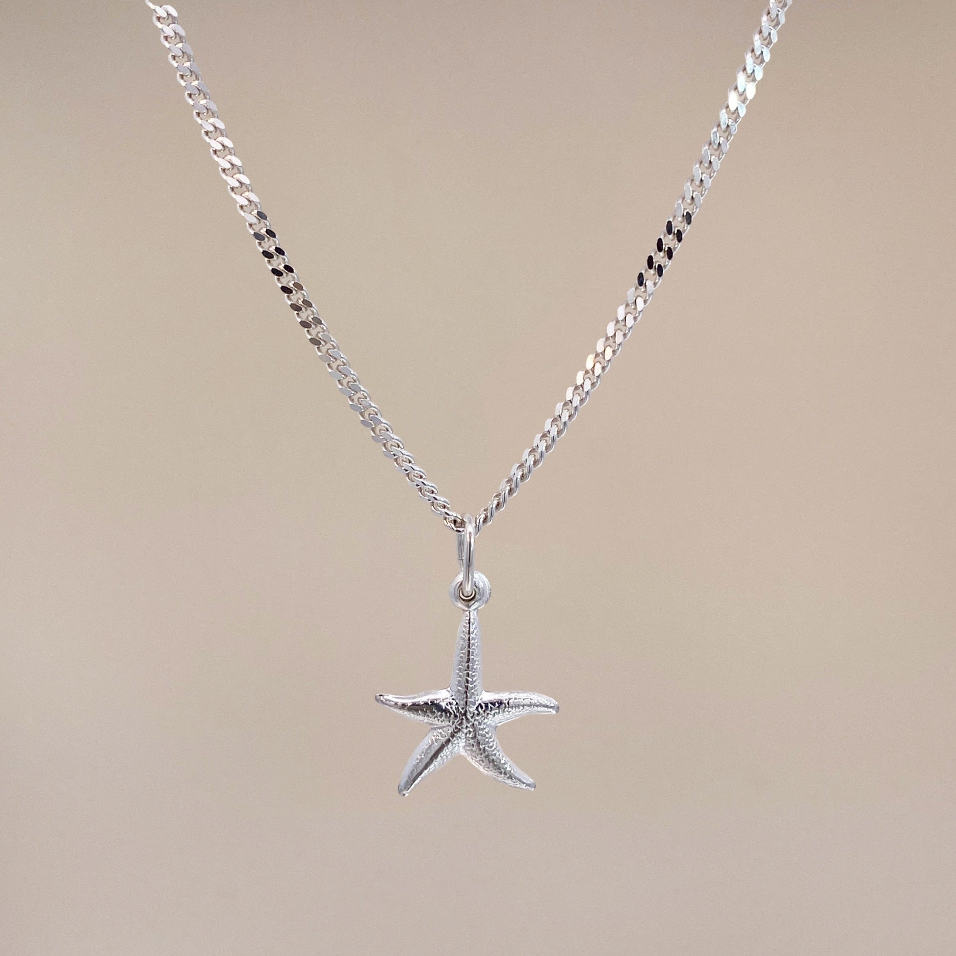 Silver Starfish Pendant Necklace