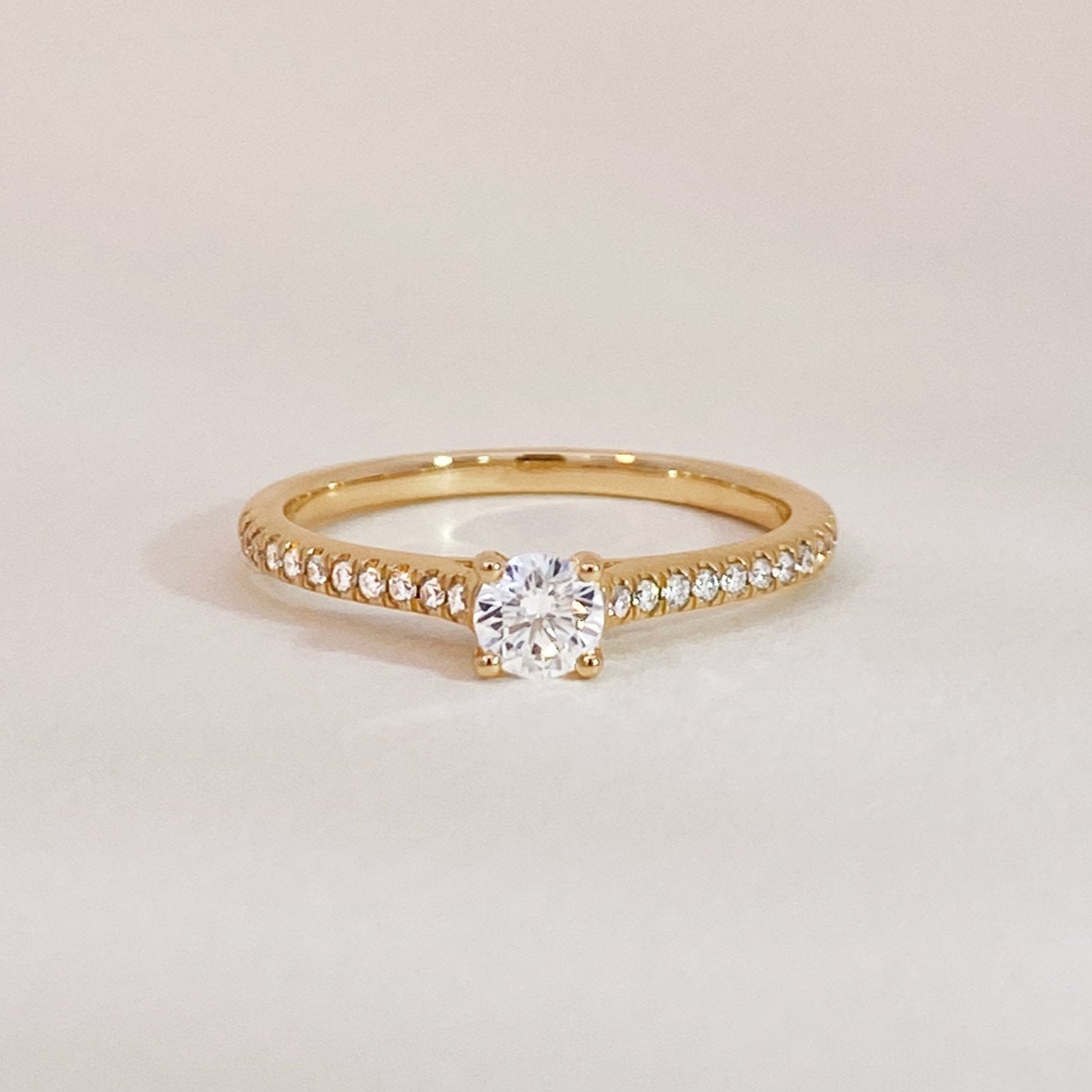 Solitaire on Diamonds Engagement Ring