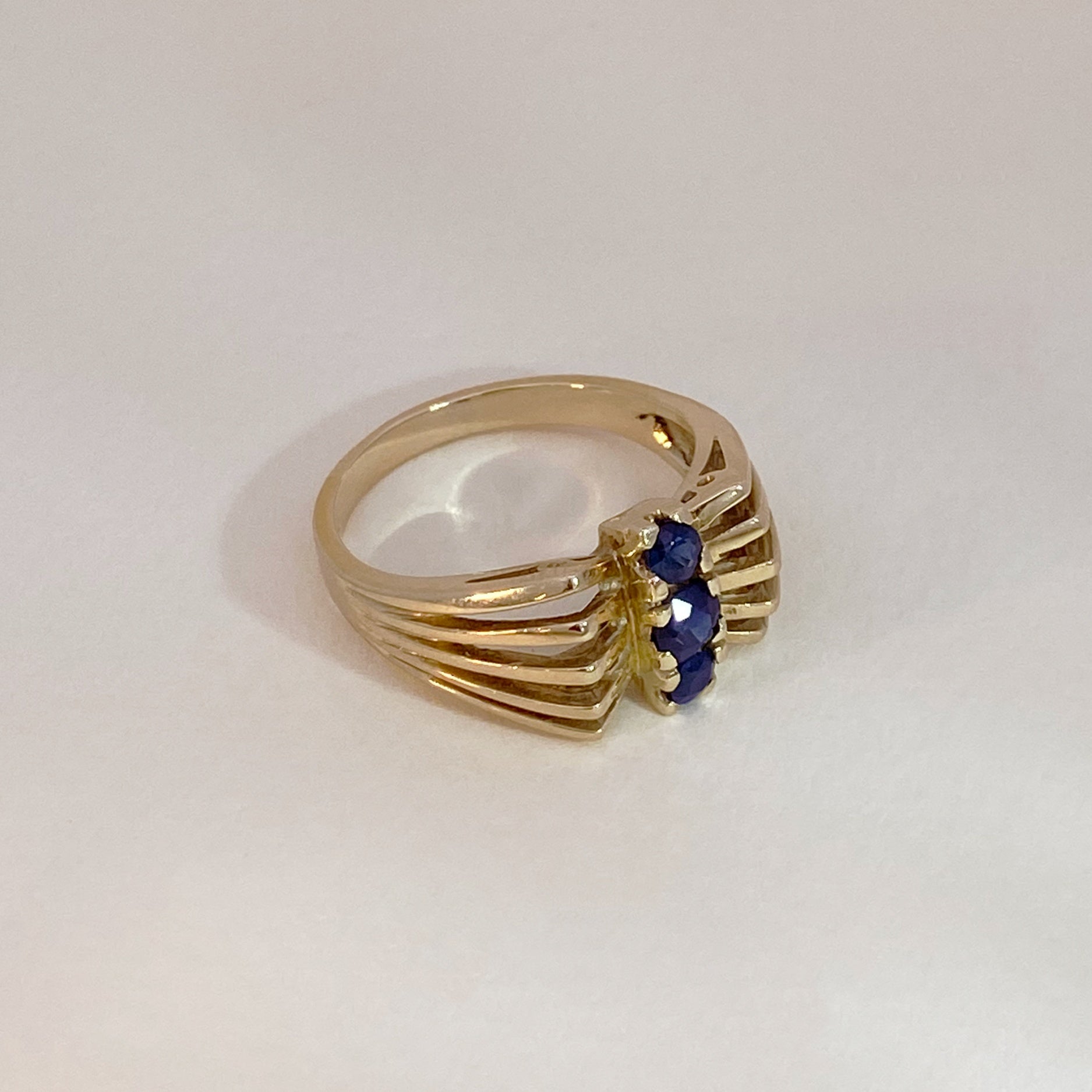 Vintage Bold Sapphire Trio Ring Spider