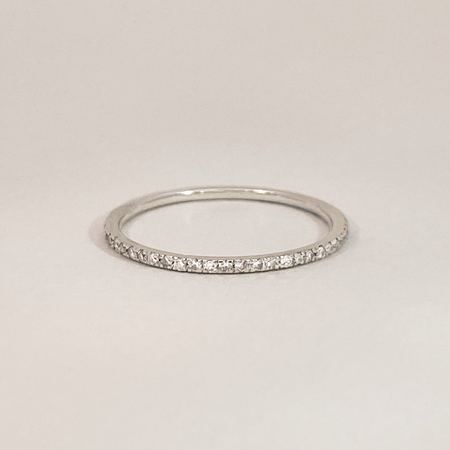 Vintage Crystal Row Ring White Gold