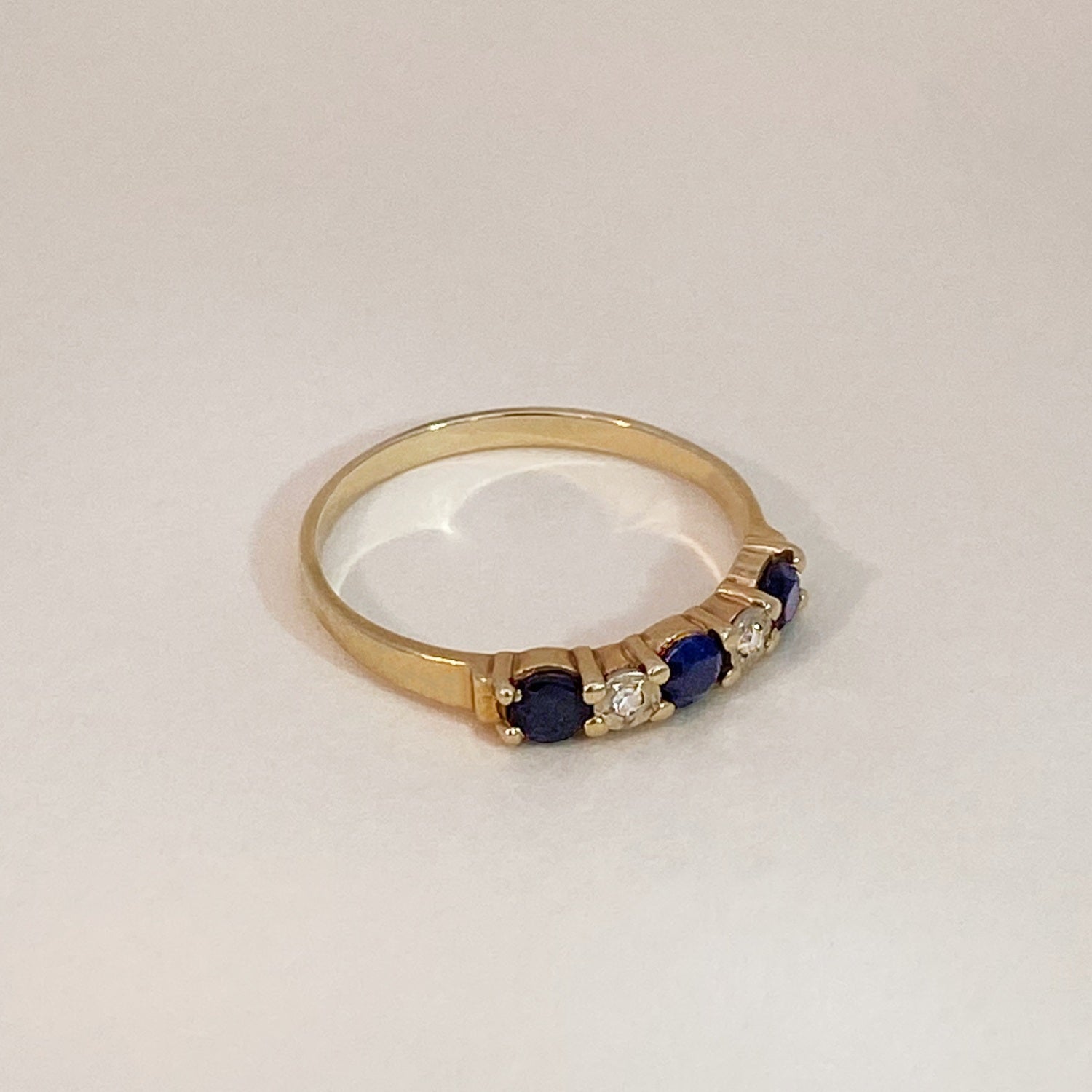 Vintage Diamond Sapphires Row Ring