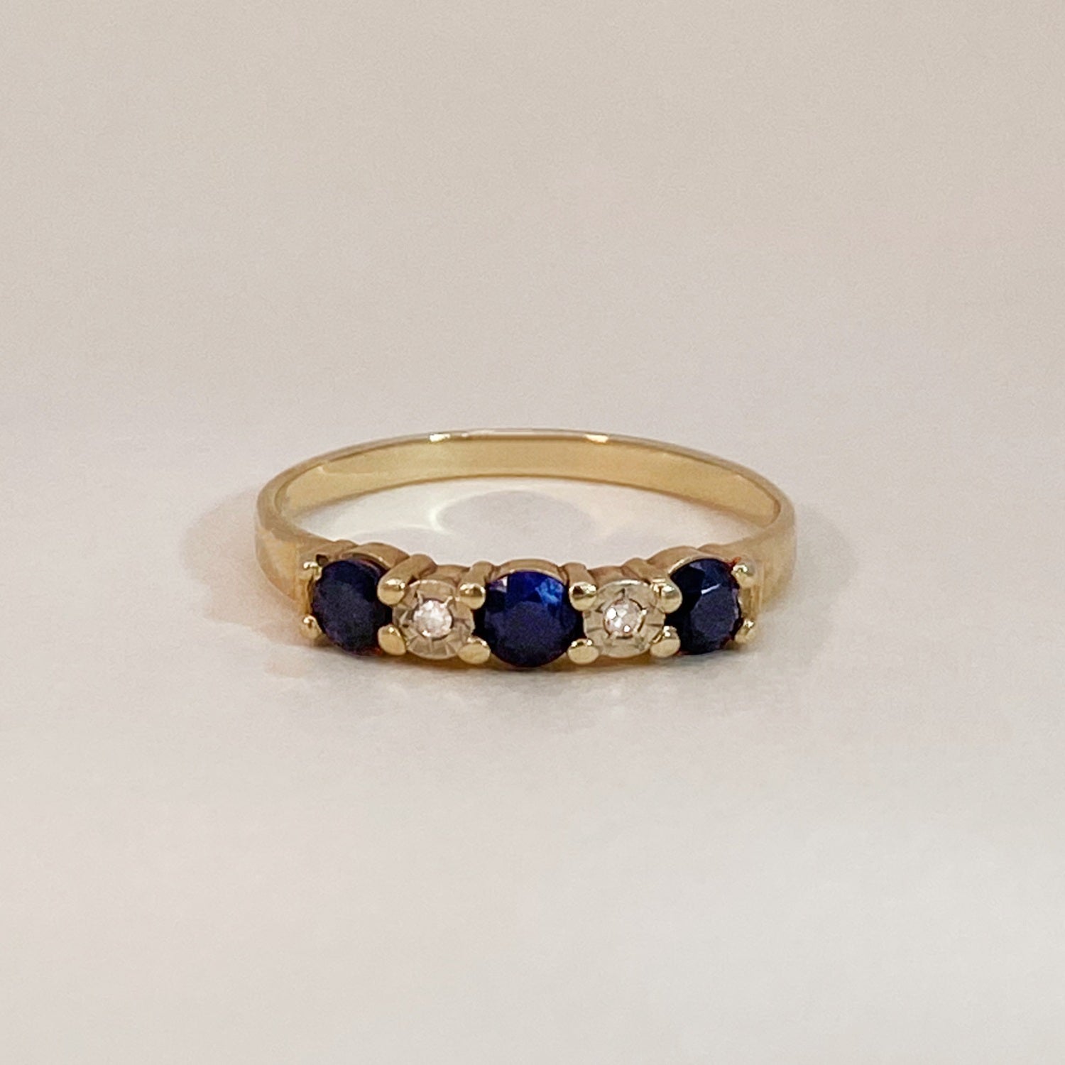 Vintage Diamonds Sapphires Row Ring