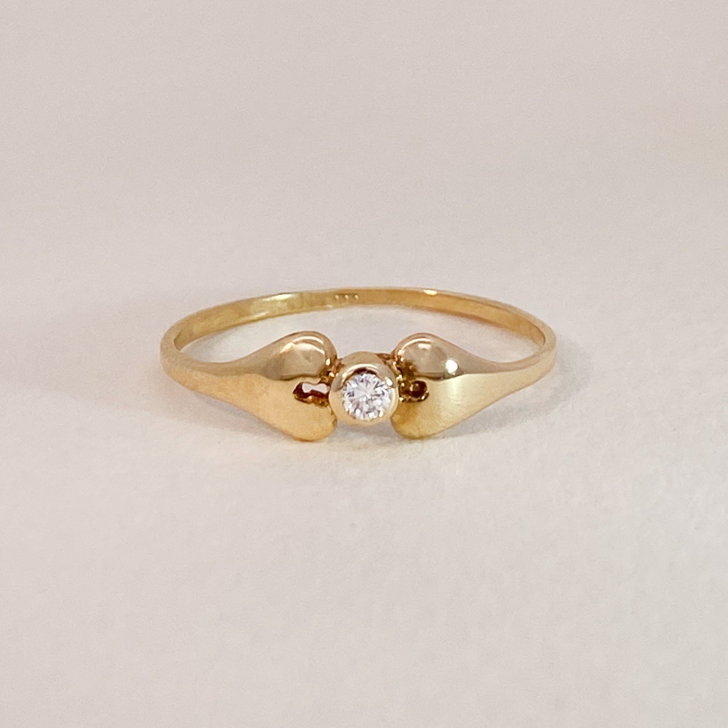 Vintage Double Hearts Diamond Ring