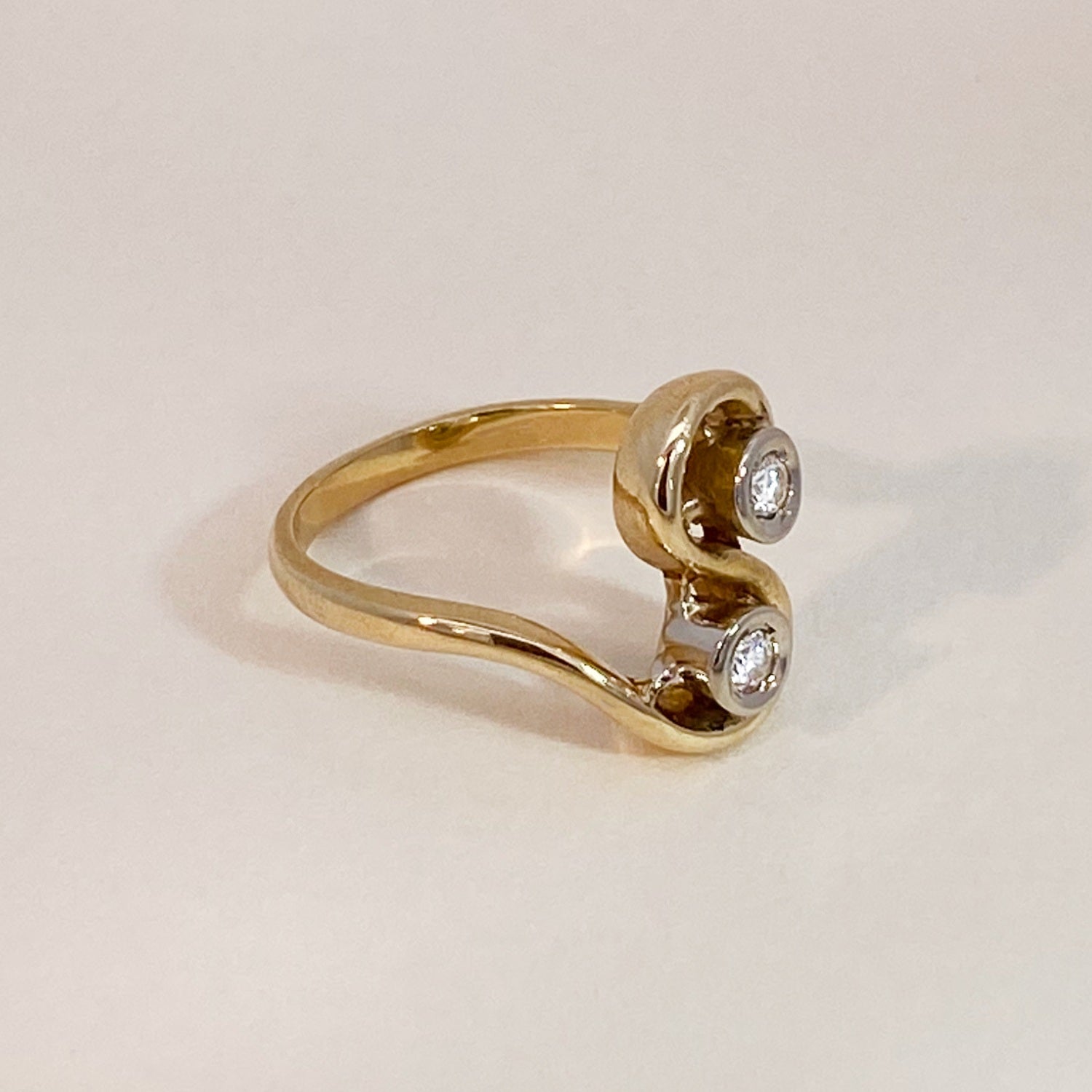 Vintage Duo Diamonds Golden Ring