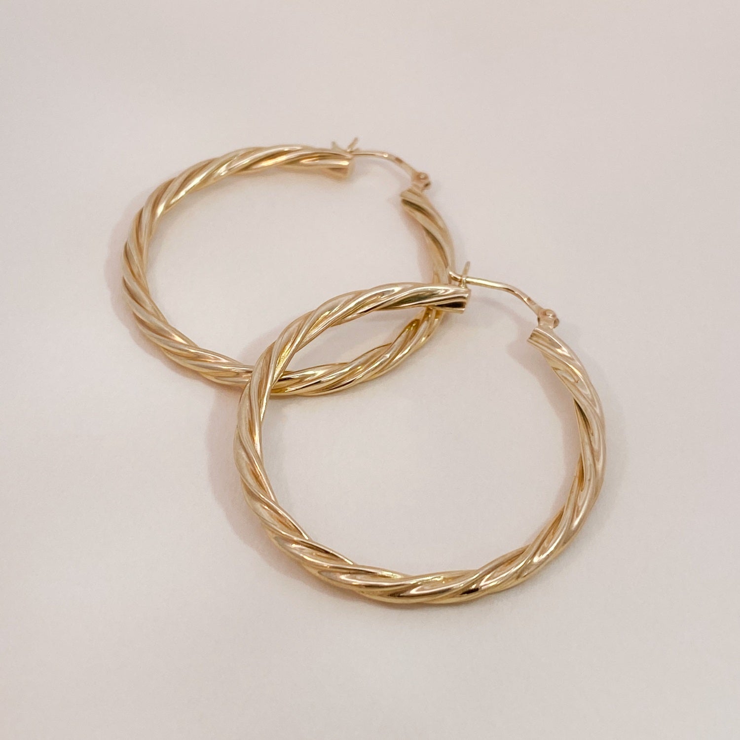 Vintage Golden Twisted Statement Hoops