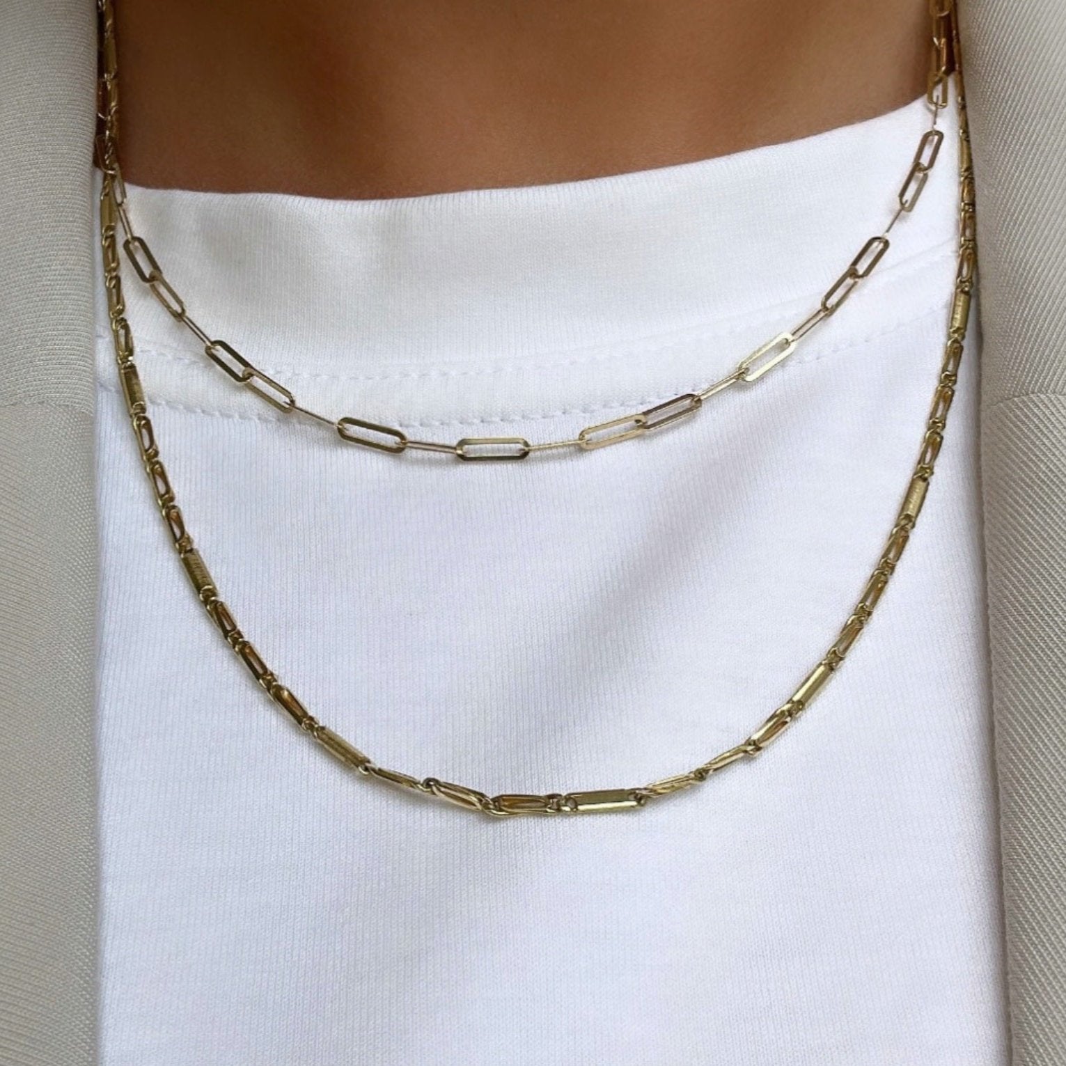 Vintage Rectangular Link Necklace Golden