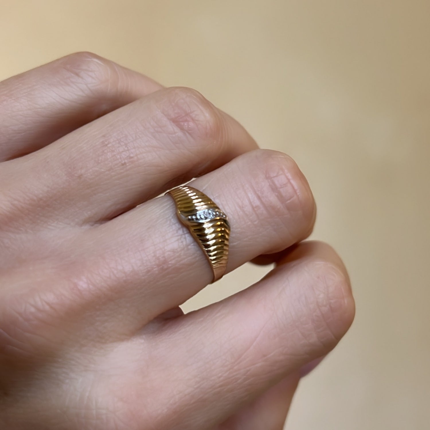 Vintage Structuur Diamanten Ring