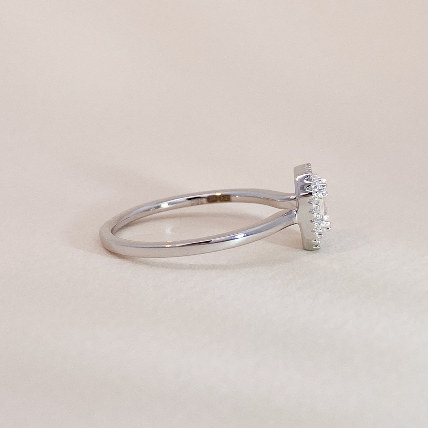 White Gold Diamond Baguette Double Halo Engagement Ring