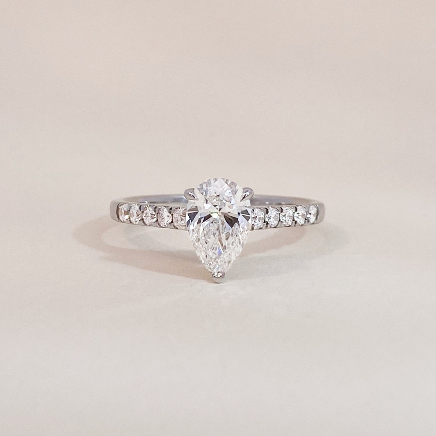 White Gold Pear Engagement Ring