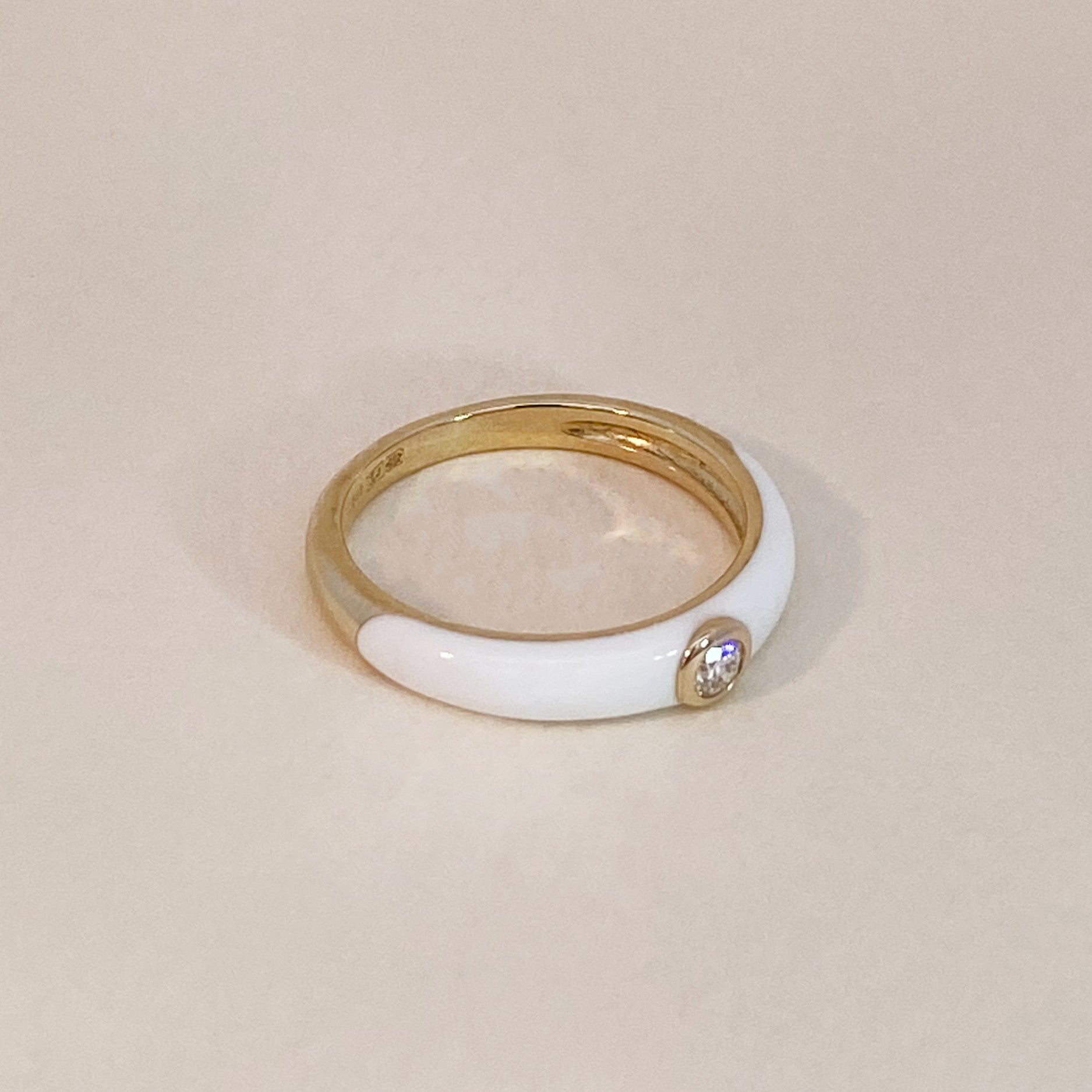 White Enamel Diamond Ring