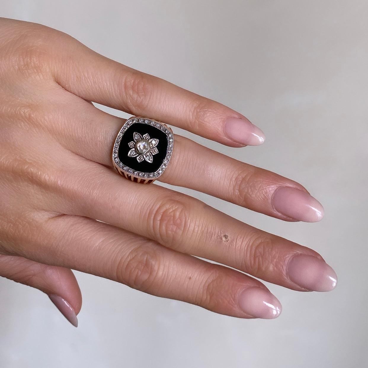 Bold Onyx Flower Signet