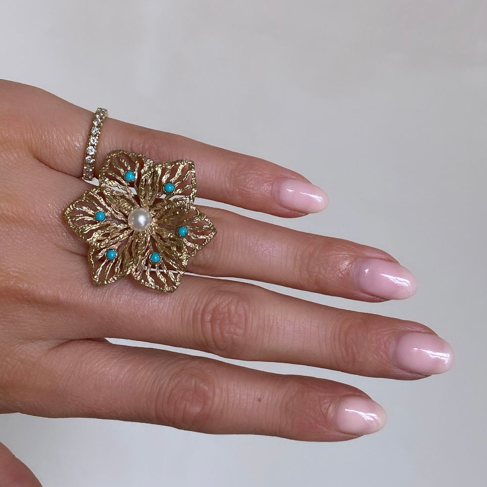 Big Vintage Flower Ring