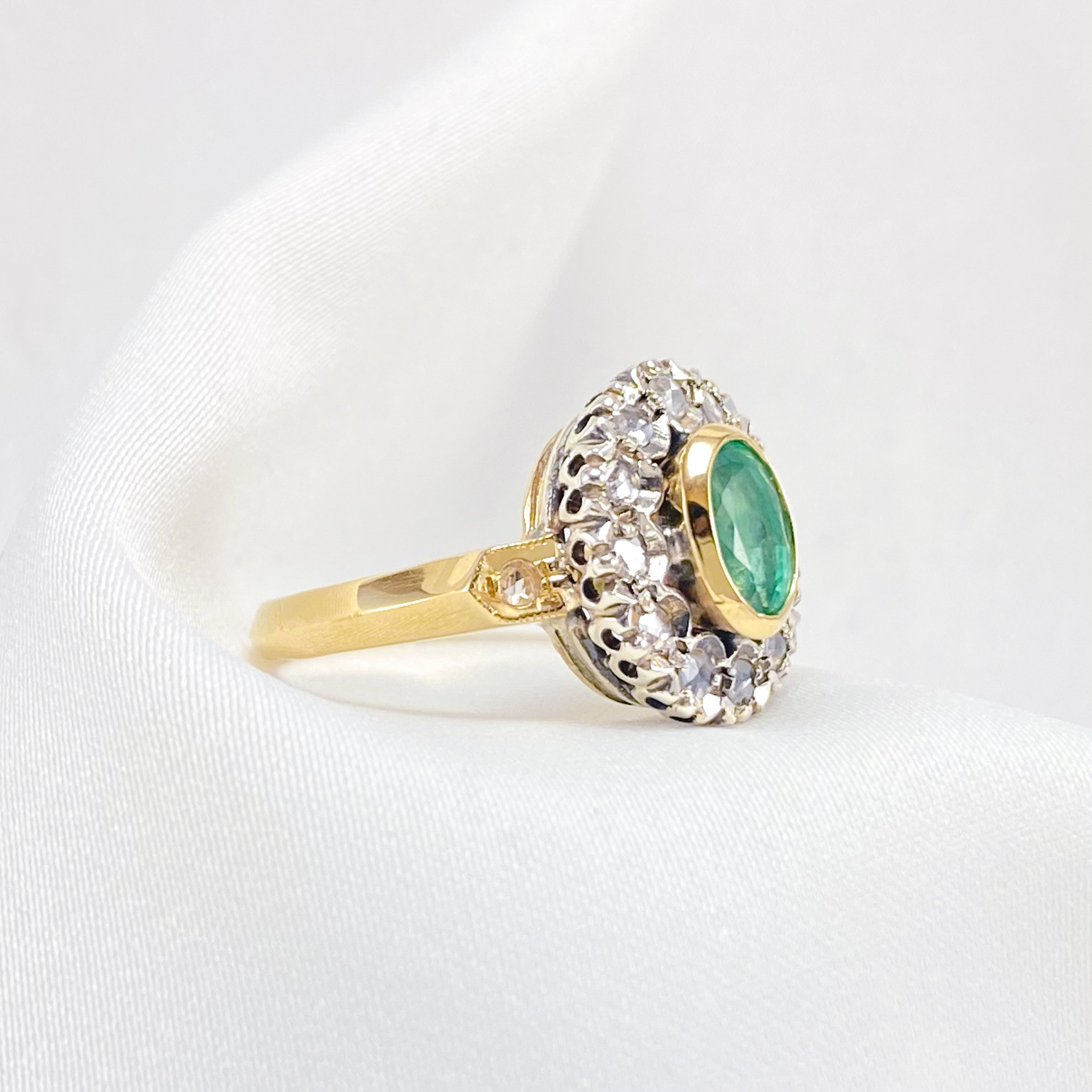 Emerald & Diamond Lady Di Ring